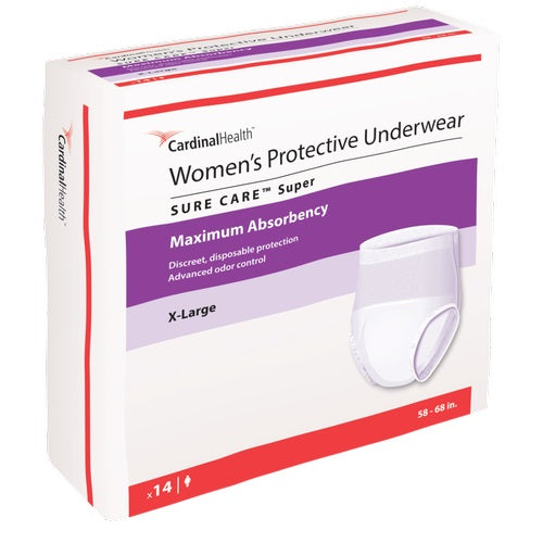 Cardinal Health, Women's Protective Underwear, Sure Care Super, X-Large, 58" - 68"