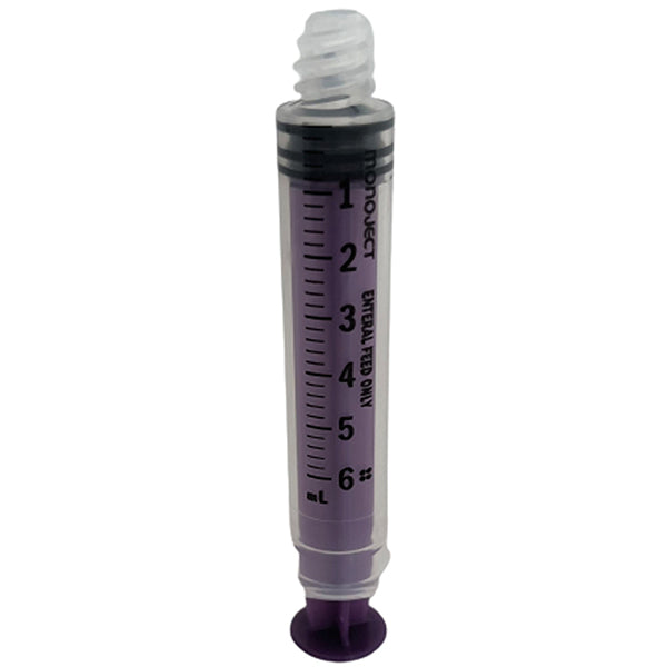 Monoject Purple Oral ENFit Syringe, Non-Sterile, 6 mL