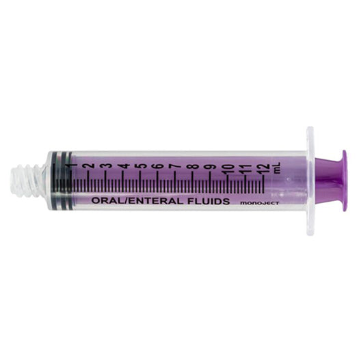 Monoject Purple Oral ENFit Syringe, Non-Sterile, 12 mL