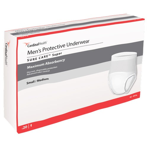 Cardinal Health, Men's Protective Underwear, Sure Care Super, Small/Medium, 32" - 44"