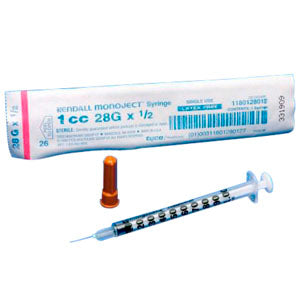 Monoject Standard Softpack Tuberculin Syringe 1mL with 28G x 1/2" L Permanently Attached Needle