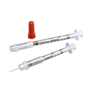 Monoject Softpack Tuberculin Safety Syringe 1mL with 28G x 1/2" L Permanently Attached Needle and Accu-tip Flat Plunger Tip, Brown, Sterile, Latex-Free