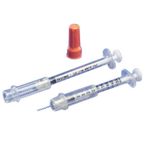 Monoject Insulin Safety Syringe with 30G x 5/16" L Needle and Accu-tip Flat Plunger Tip 3/10mL