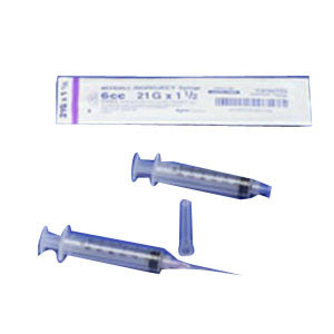 Monoject SoftPack Syringe with 22G x 1-1/2"L Needle and Plunger Tip 6mL Capacity, Sterile, Latex-Free