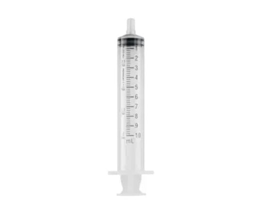 Monoject Clear Oral Medication Syringe 10mL with Separate Ribbed Tip Caps, Polypropylene Barrel and Plunger Rod