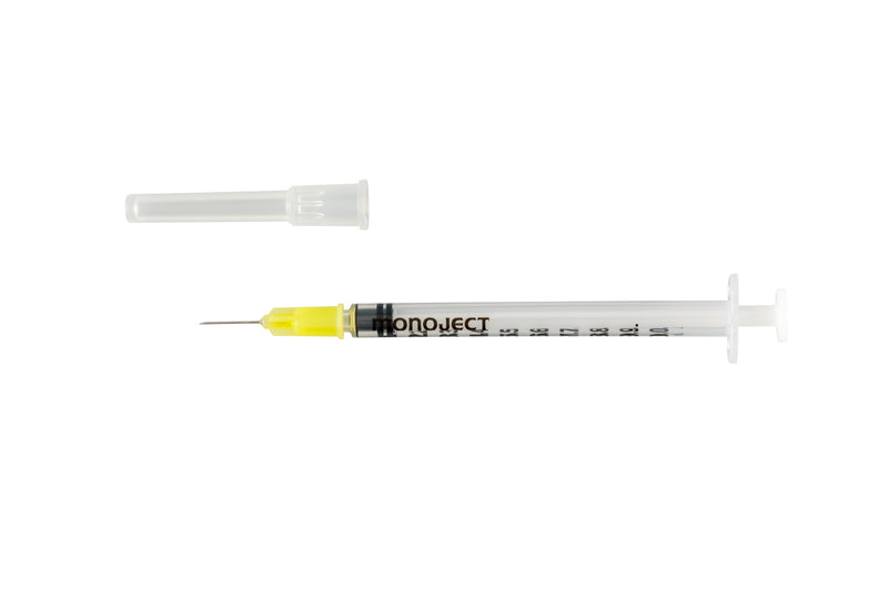 Monoject Standard Softpack Tuberculin Syringe 1mL with 27G x 1/2" L Detachable Needle