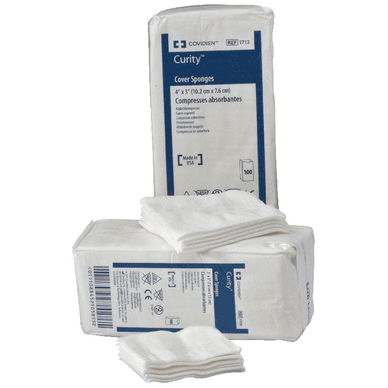 Curity Non-Sterile Cover Sponge, Non Woven Cellulose Wadding Filled Sponge, 3" x 3"