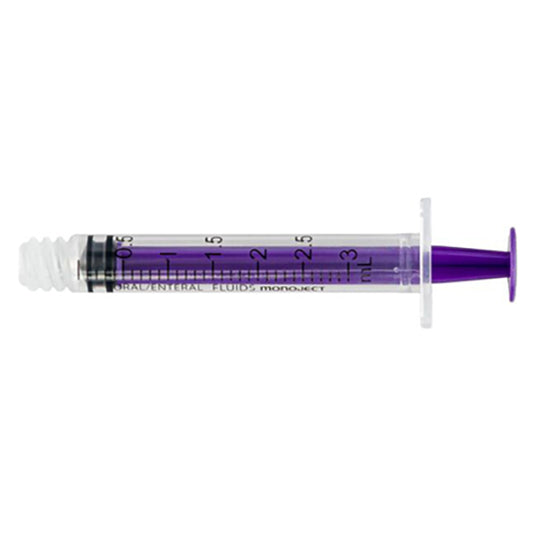 Monoject Purple Oral ENFit Syringe, Sterile, 3 mL