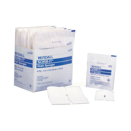 Kendall Healhcare Sorb-IT Sterile IV Sponge, 12-Ply, 2s, Pre-Cut Notch, Lint-Free, 2" x 2"