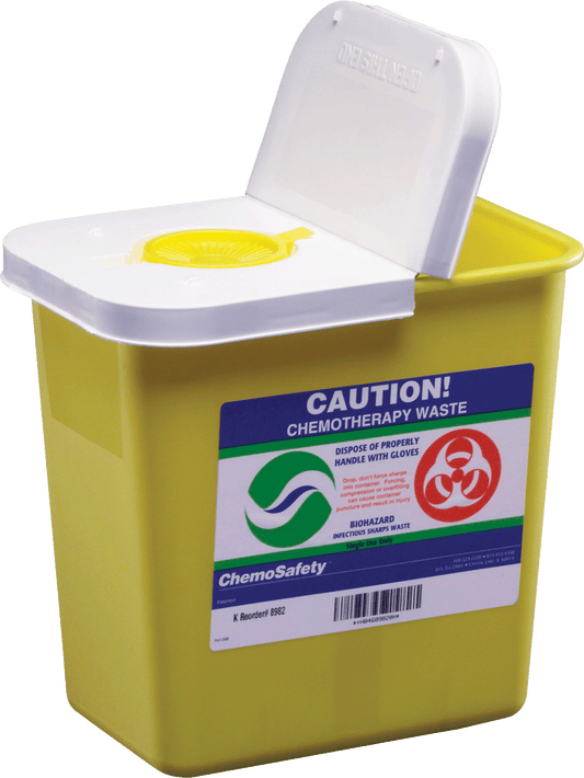 Kendall ChemoSafety Container with Hinged Lid, 2 gal, Yellow
