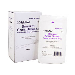 ReliaMed Sterile Bordered Gauze Dressing, 2" x 3-1/2"