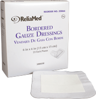 ReliaMed Sterile Bordered Gauze Dressing, 6" x 6"